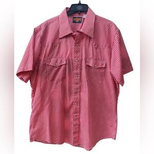 Vintage Rio Grande Checkered Gingham Men's Short Sleeved Pearl Snap Shirt- 17.5